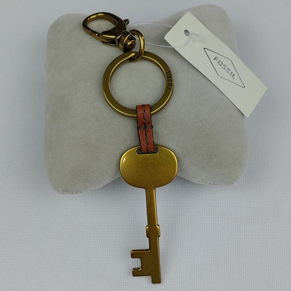 Fossil Accessories - Fossil Brass Key Keychain with Leather Accent